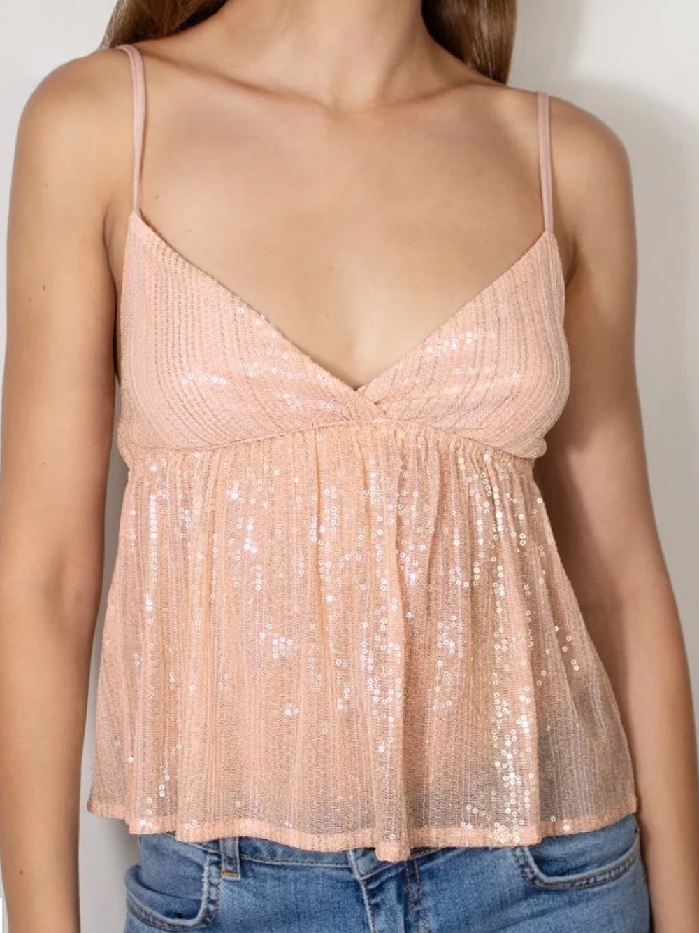 Subdued from Italy Sequin Camisole Tank Top - Blush Pink